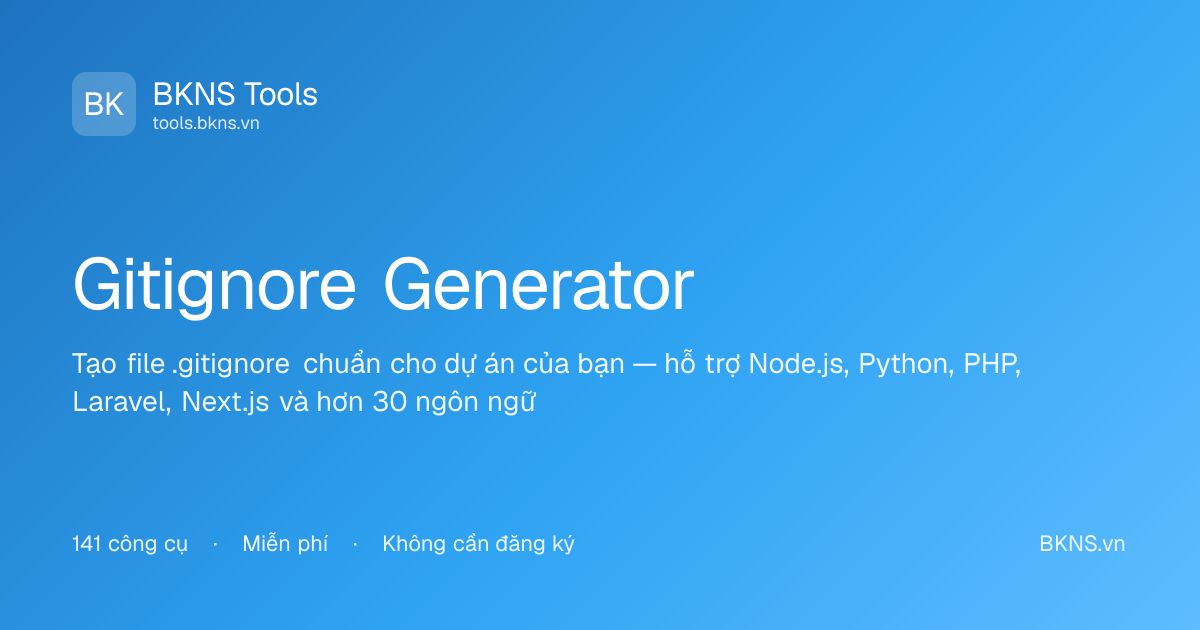Gitignore Generator for 30+ Languages | BKNS Tools