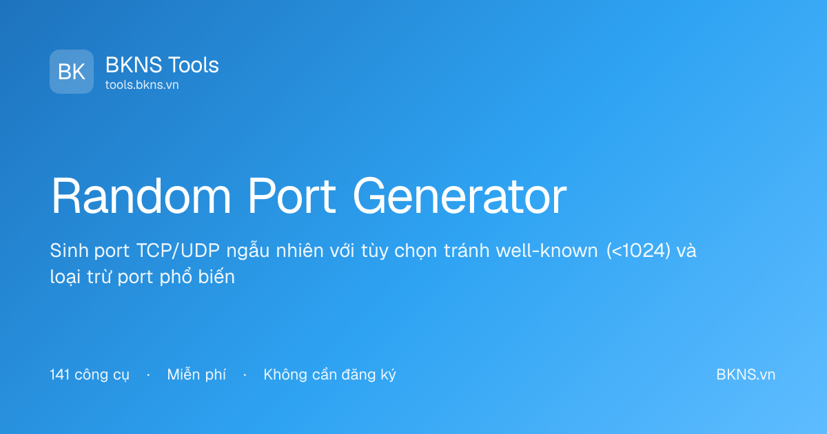 Random Port Generator - TCP/UDP Online | BKNS Tools